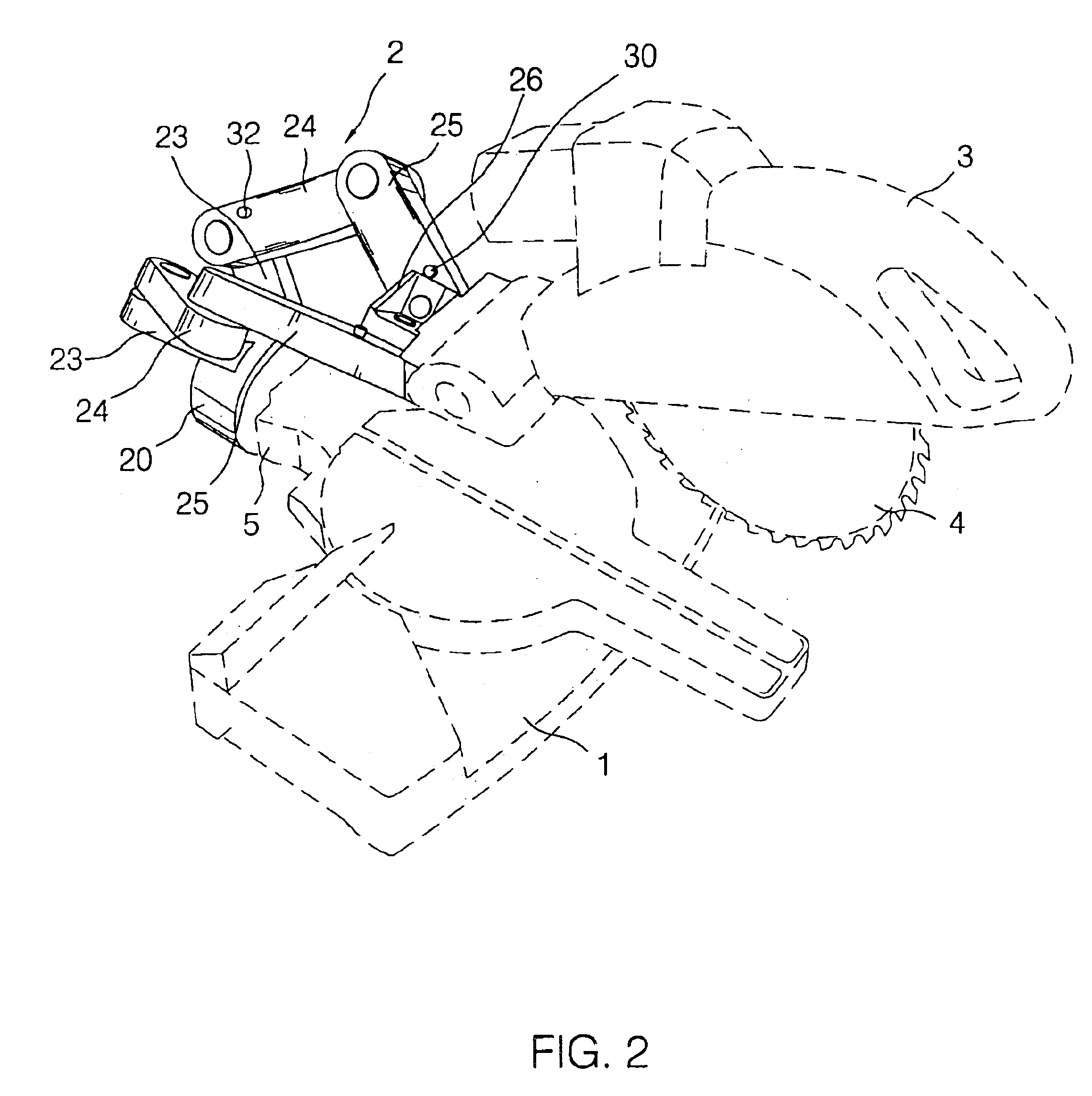 Circular sawing machine having a link mechanism