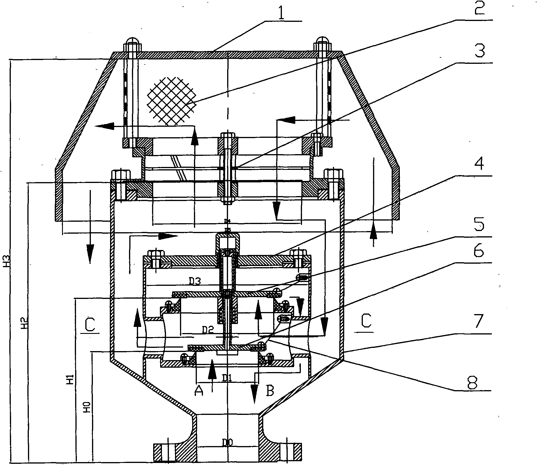 Vertical coaxial anti-explosion fire-retardant breather valve