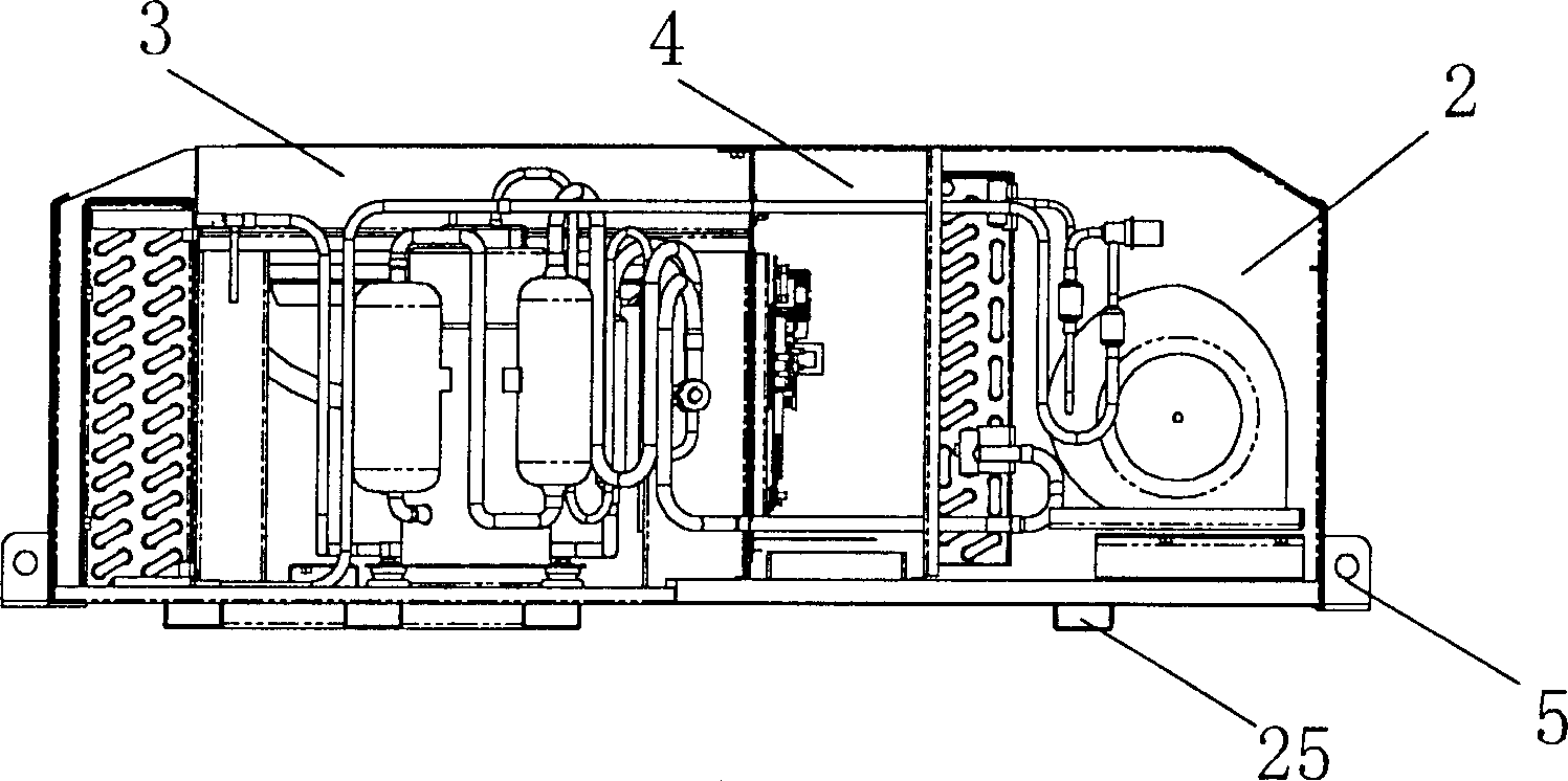 Integral locomotive air conditioner