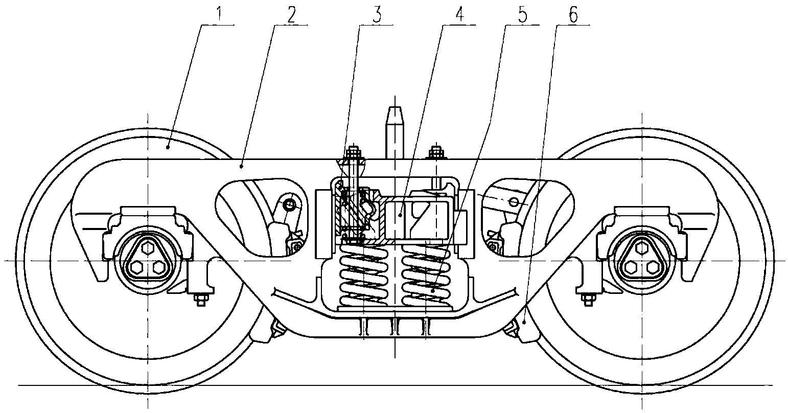 Friction-varying hanging-type shock-absorption bogie