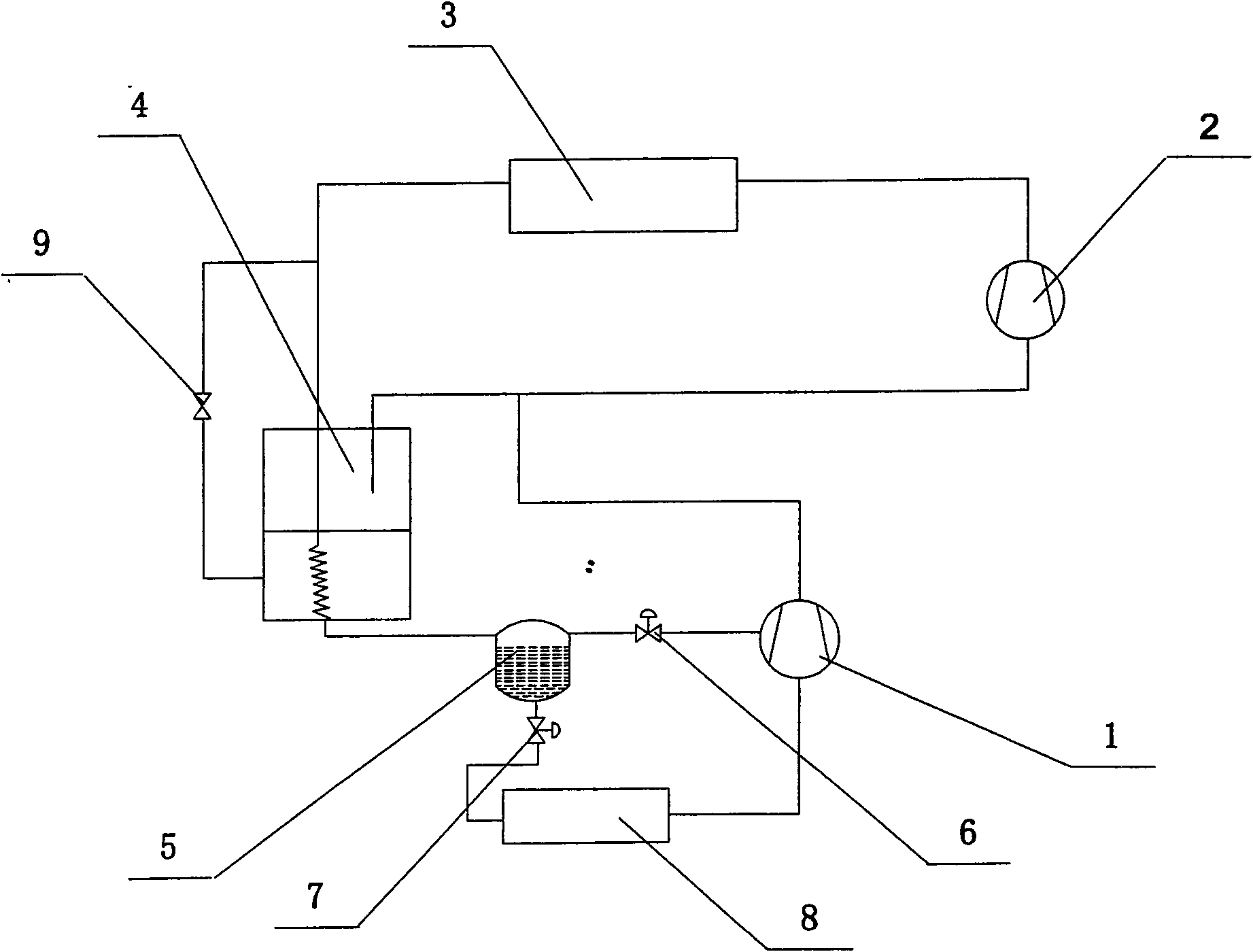 Low pressure level gas supplementing quasi-tertiary vapor compression type refrigerating system