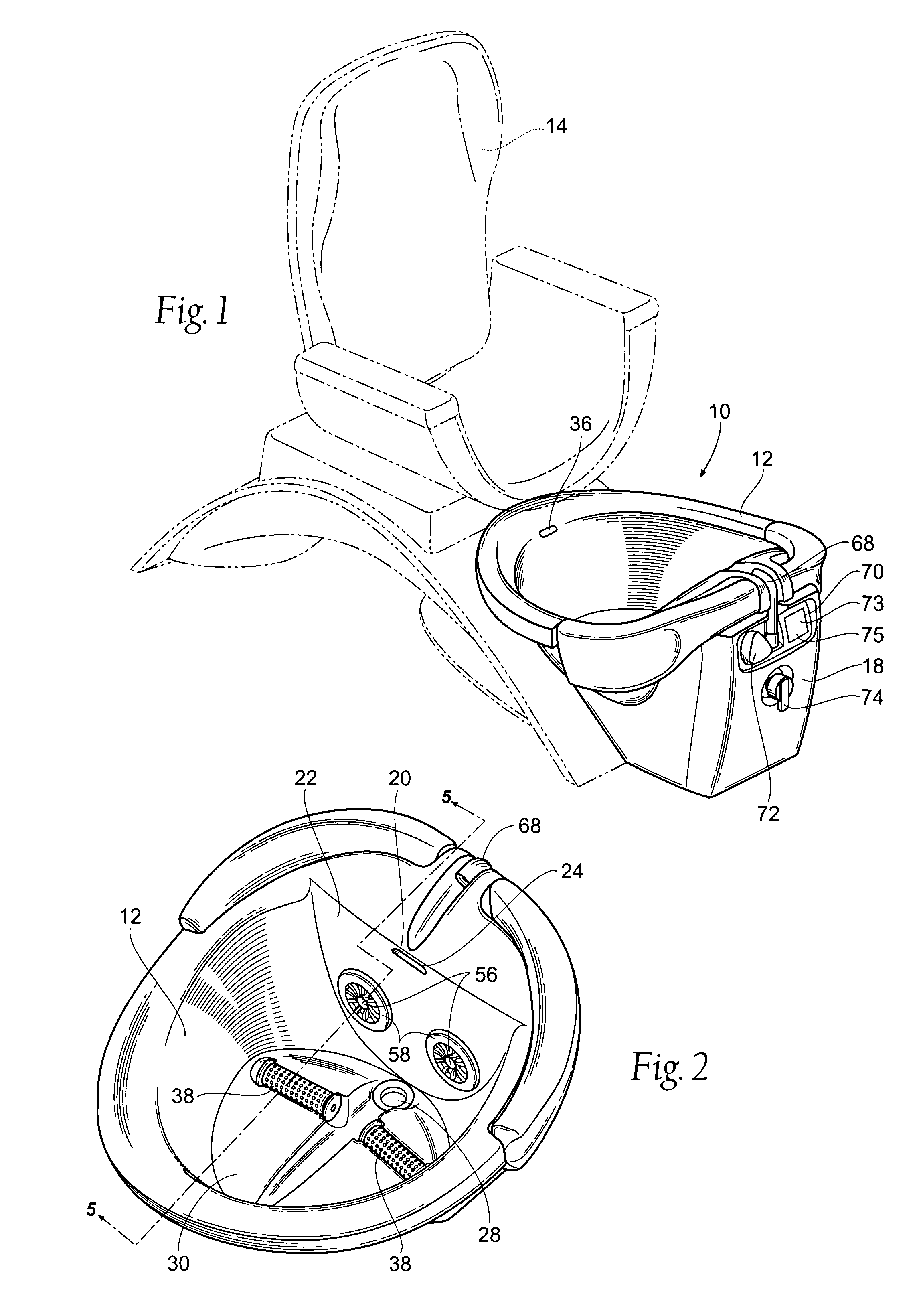 Basin for a foot spa