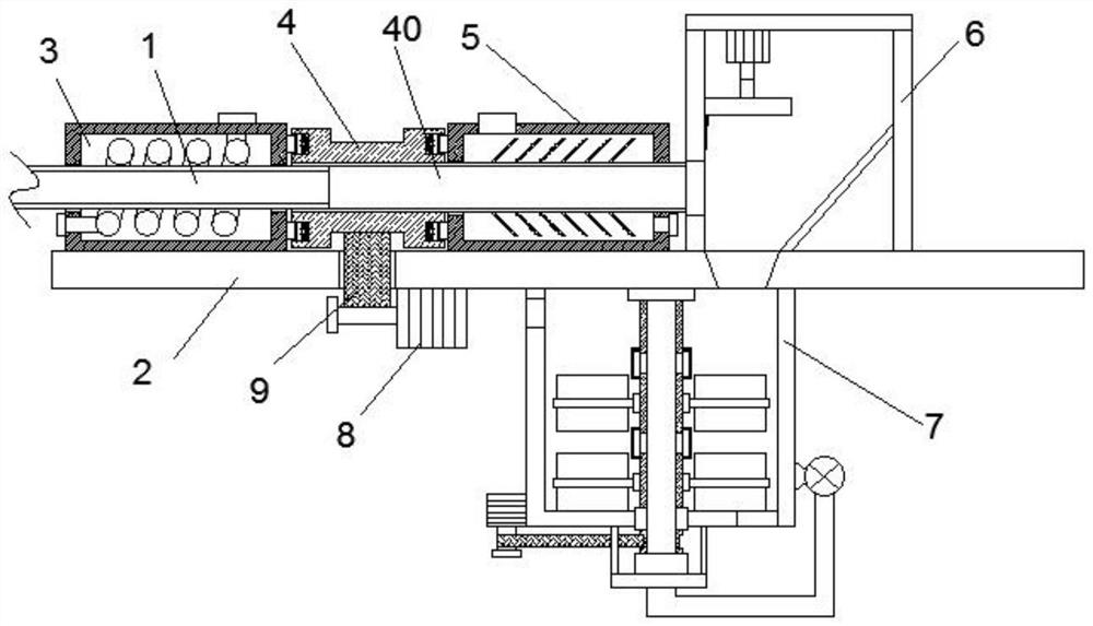 Continuous extrusion cooling device for cable material processing