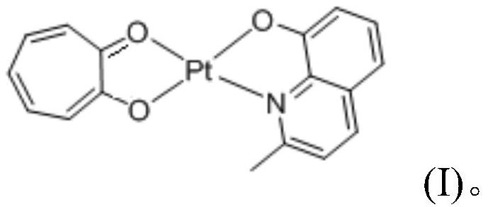 Platinum complex mixed with 2-methyl-8-hydroxyquinoline and tropolone and its preparation method and application