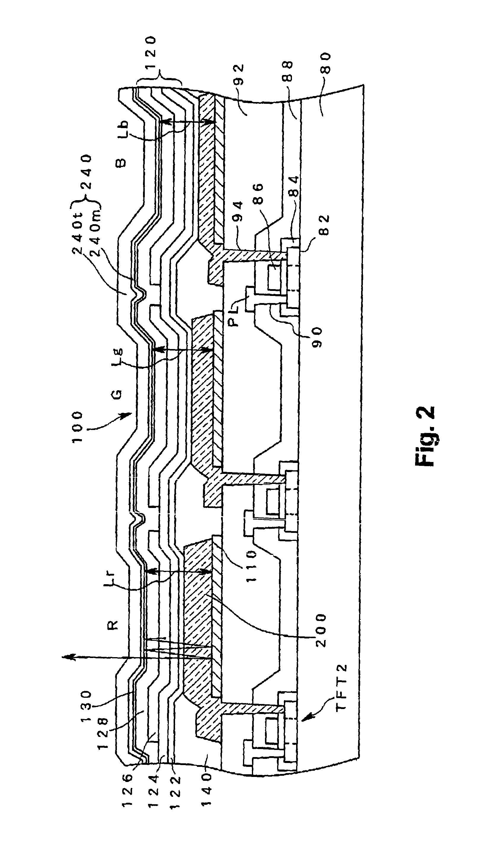 Method for manufacturing display device with conductive resonator spacer layers having different total thicknesses