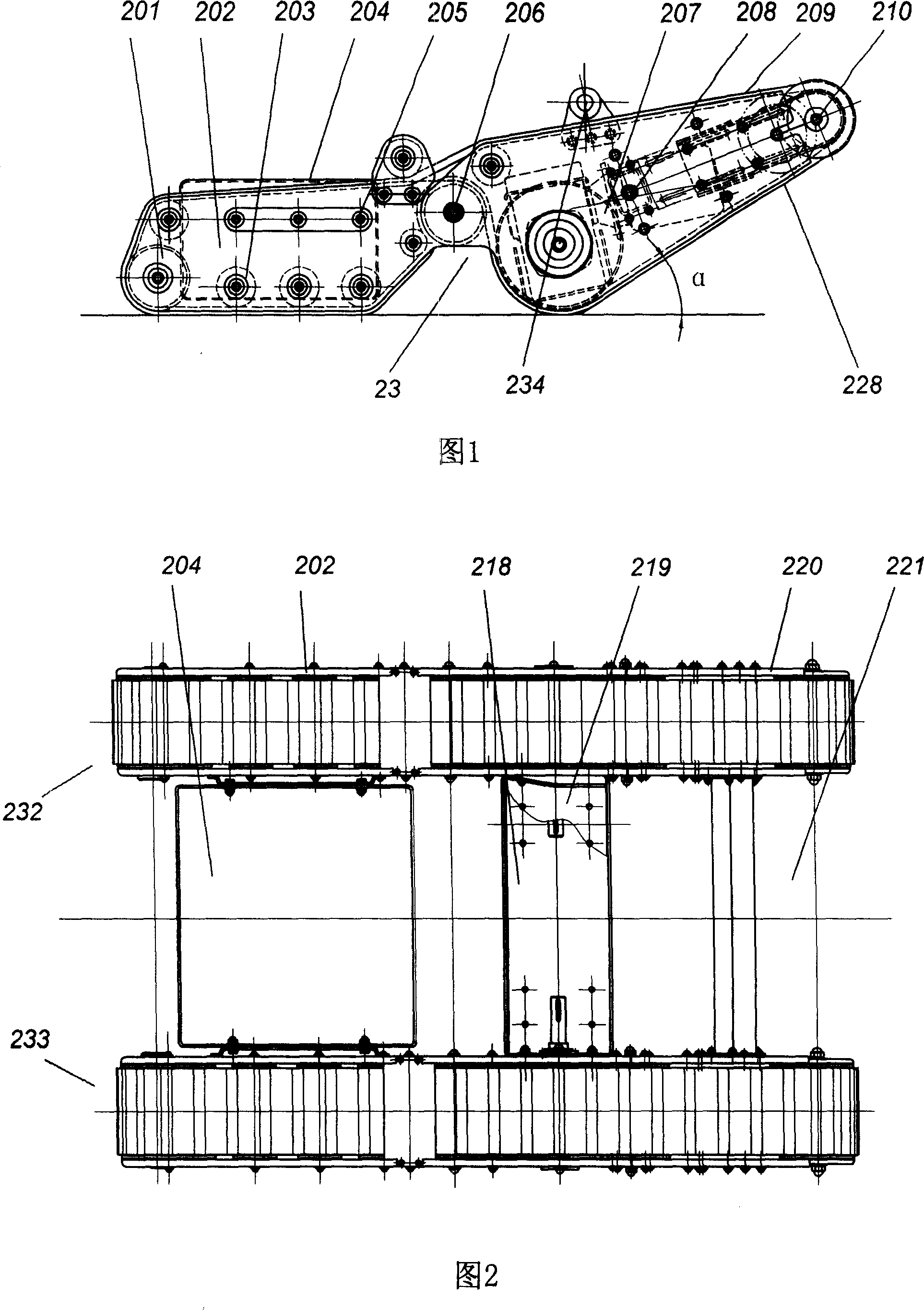 Track-mounted waling device and stair-climbing chair adopting the device