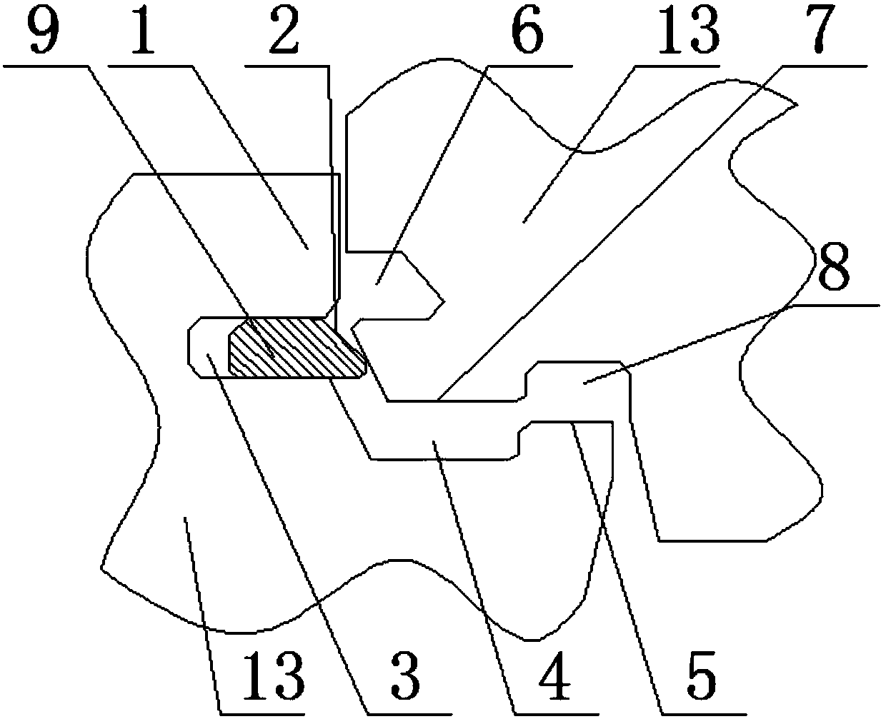 Right-angle lock catch fixed type cable