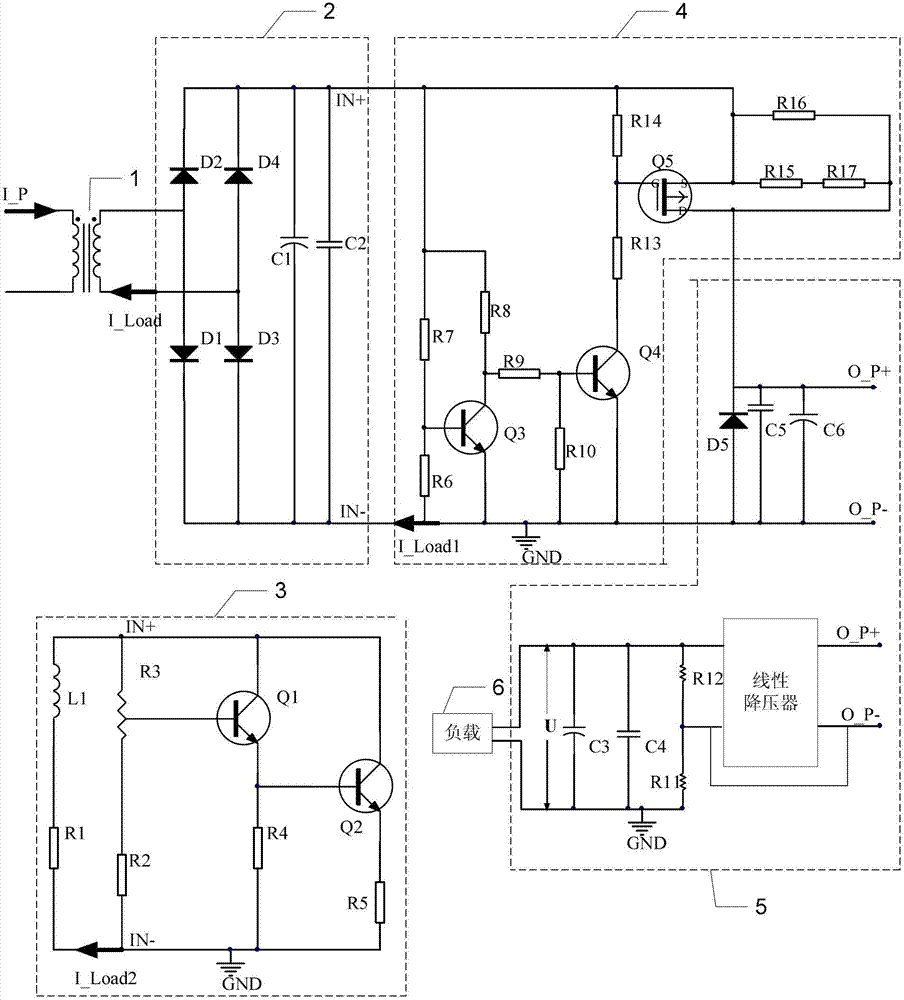Current induction type power supply of power grid monitoring device