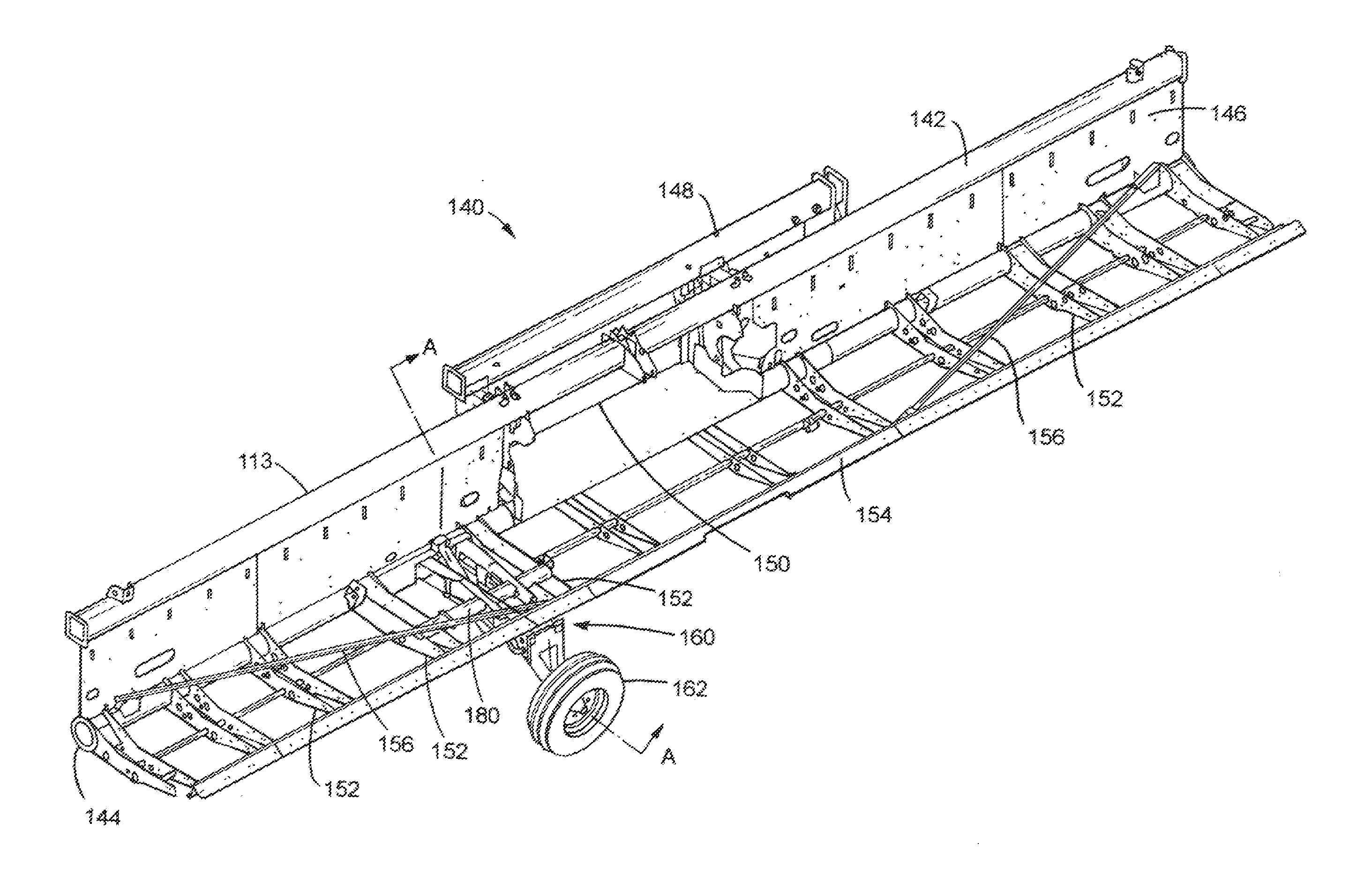 Transport system for a header of an agricultural harvester