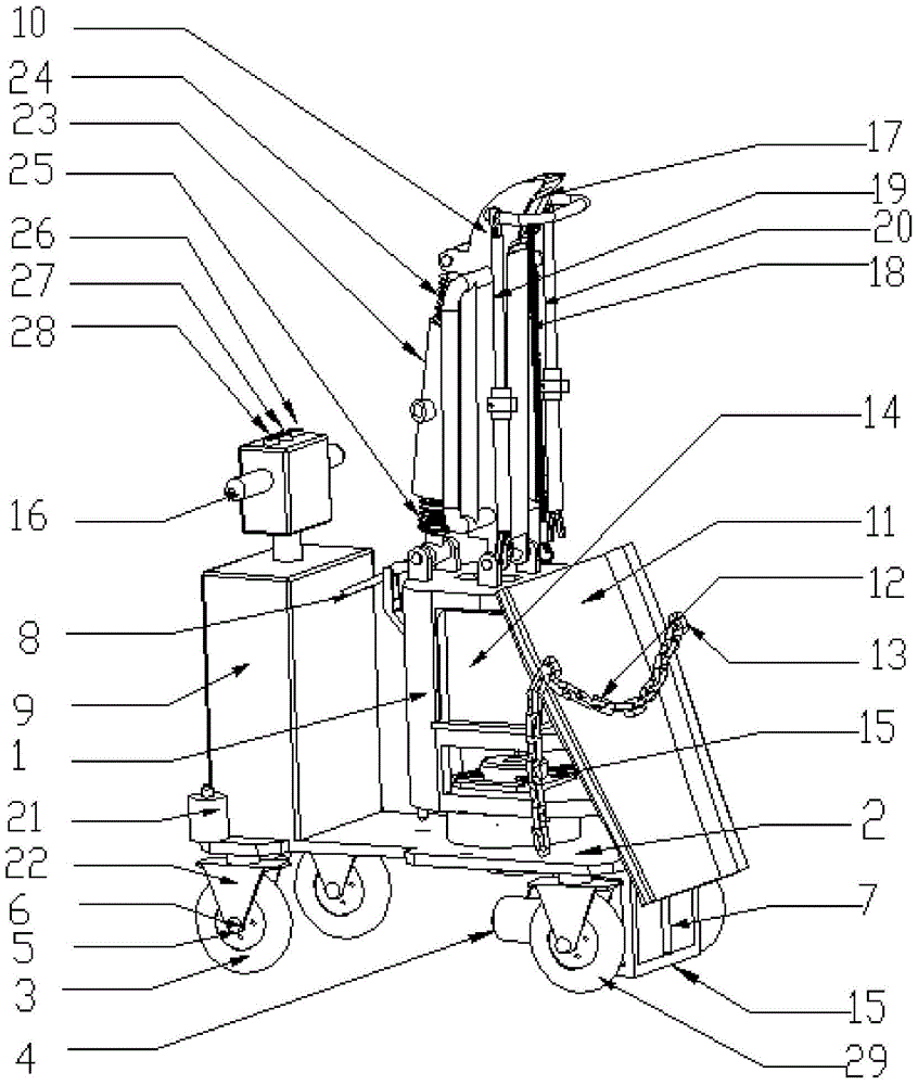 A kind of sick and dead pig transporter and its operation method