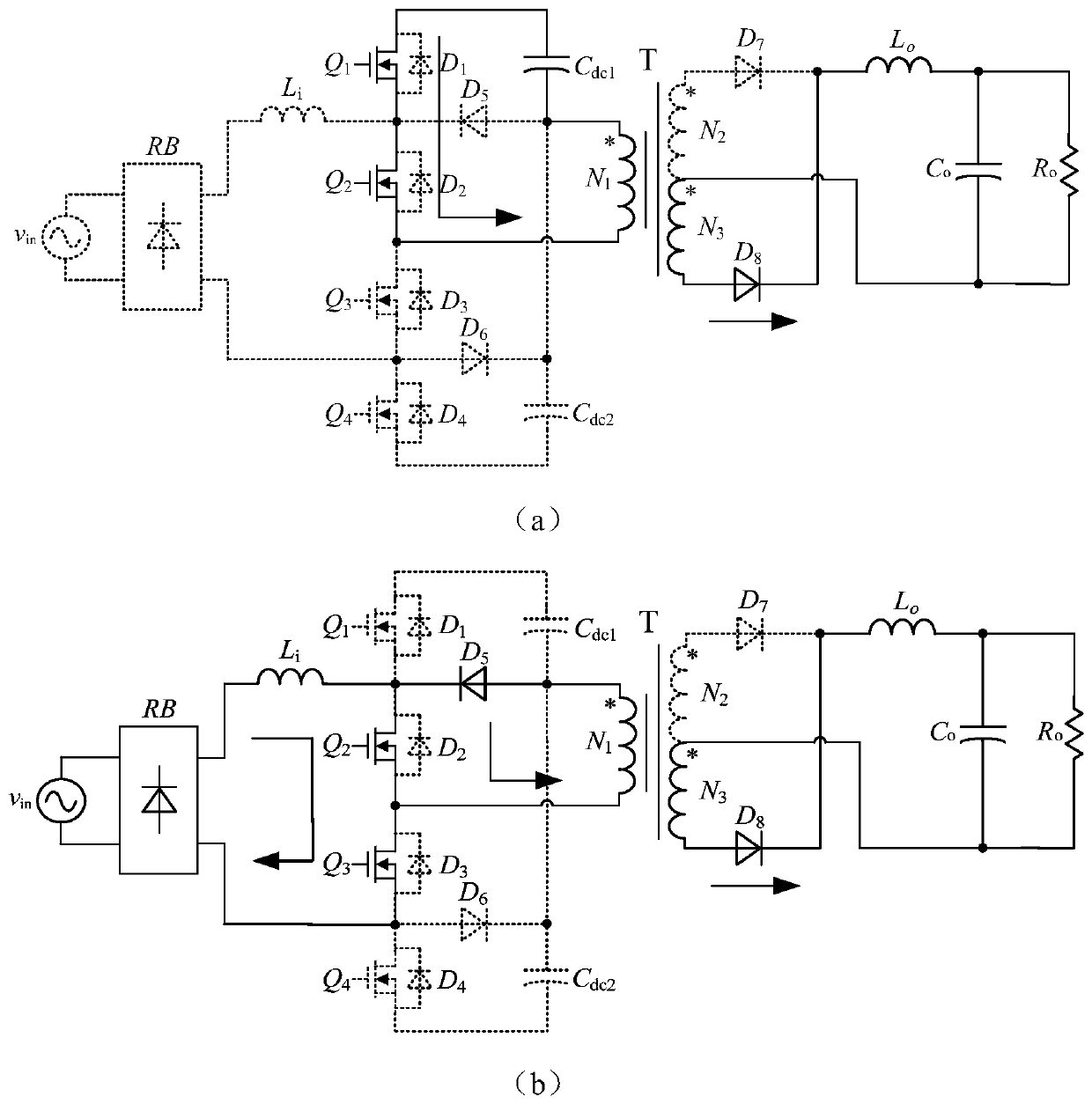 Control system and method for improving pf of isolated three-level pfc converter