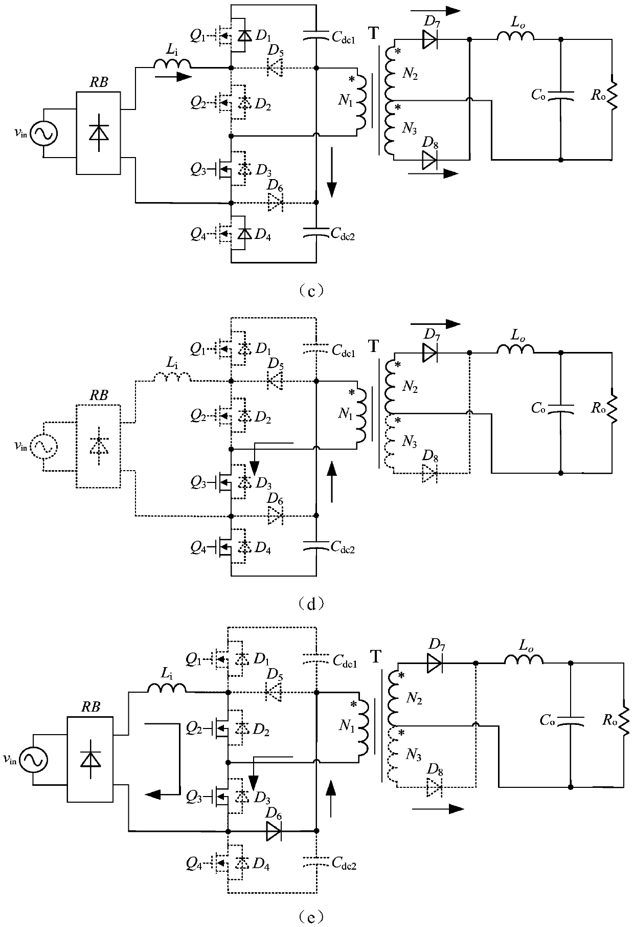 Control system and method for improving pf of isolated three-level pfc converter