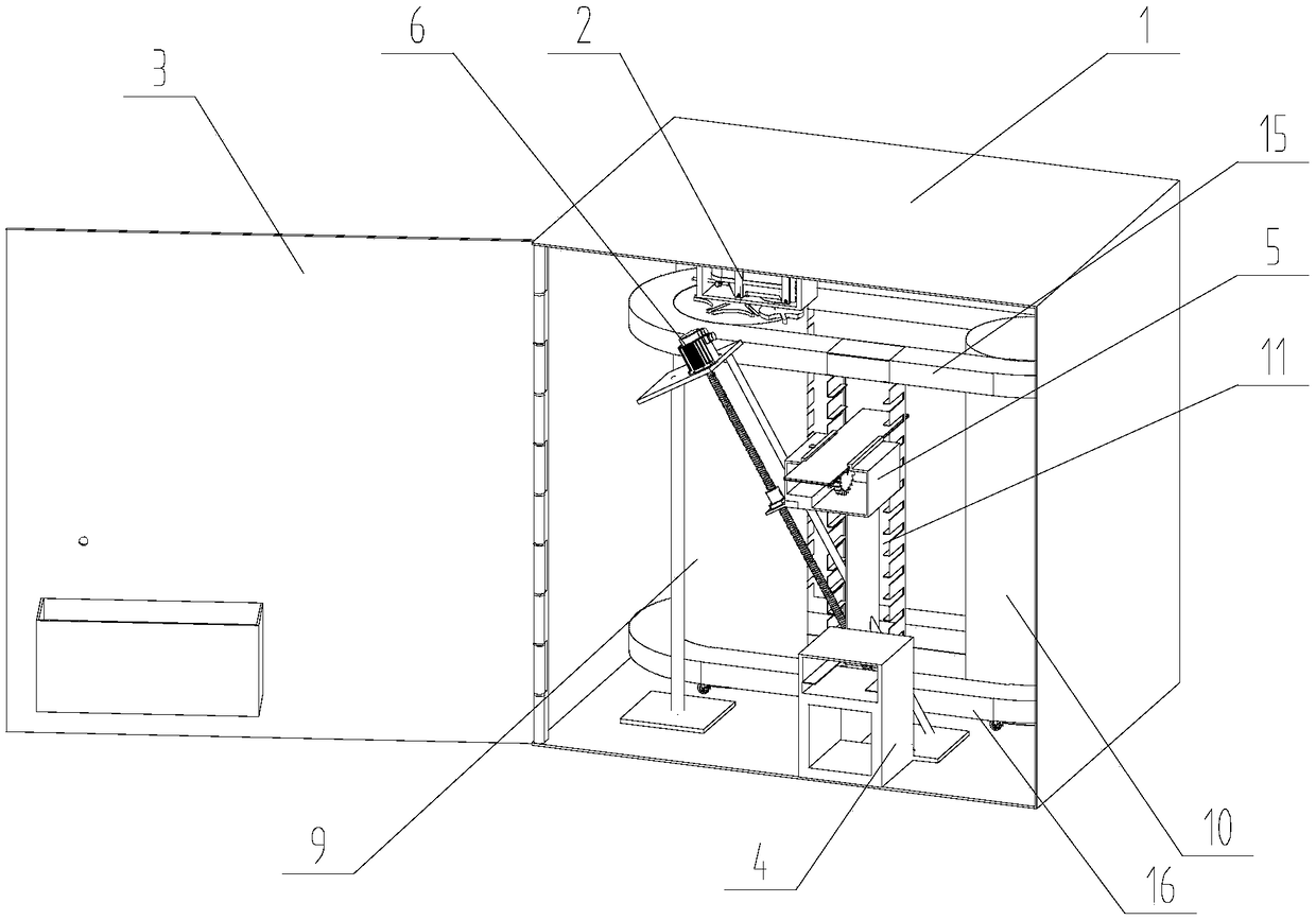 Boxed meal vending system with external chute from which materials are taken through direct pushing for goods acquisition based on time