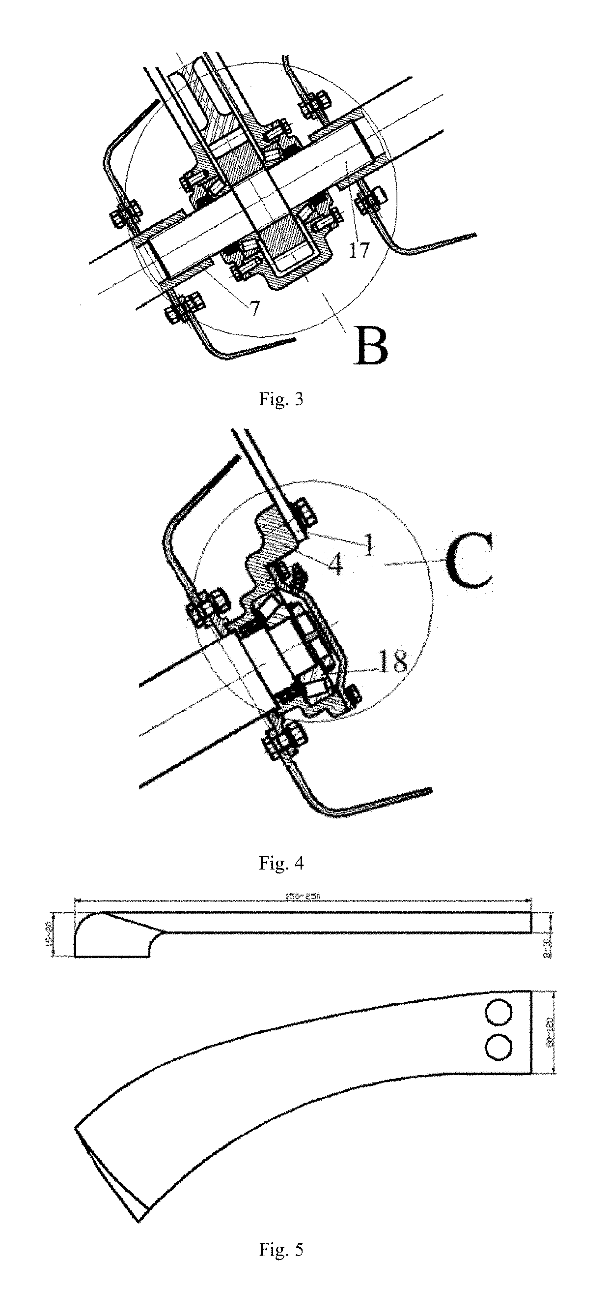 An oblique submerged reverse deep rotary tillage device