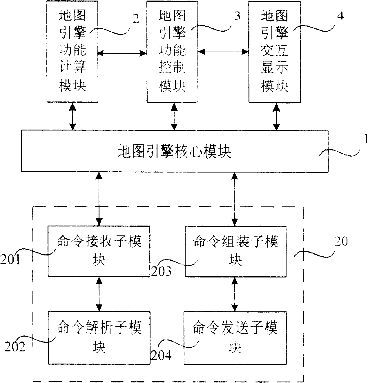 Map engine embedded mobile terminal and mobile terminal map platform