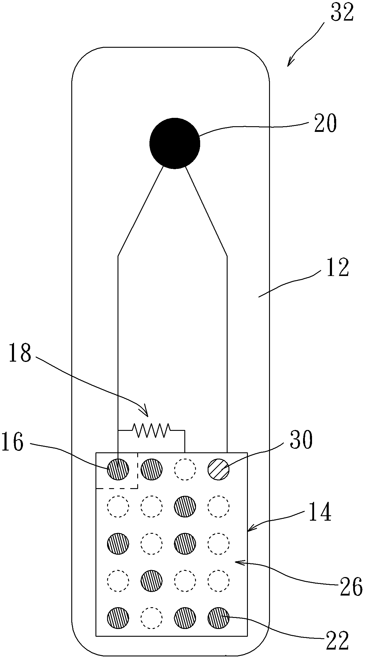 Test strip with array type contacts