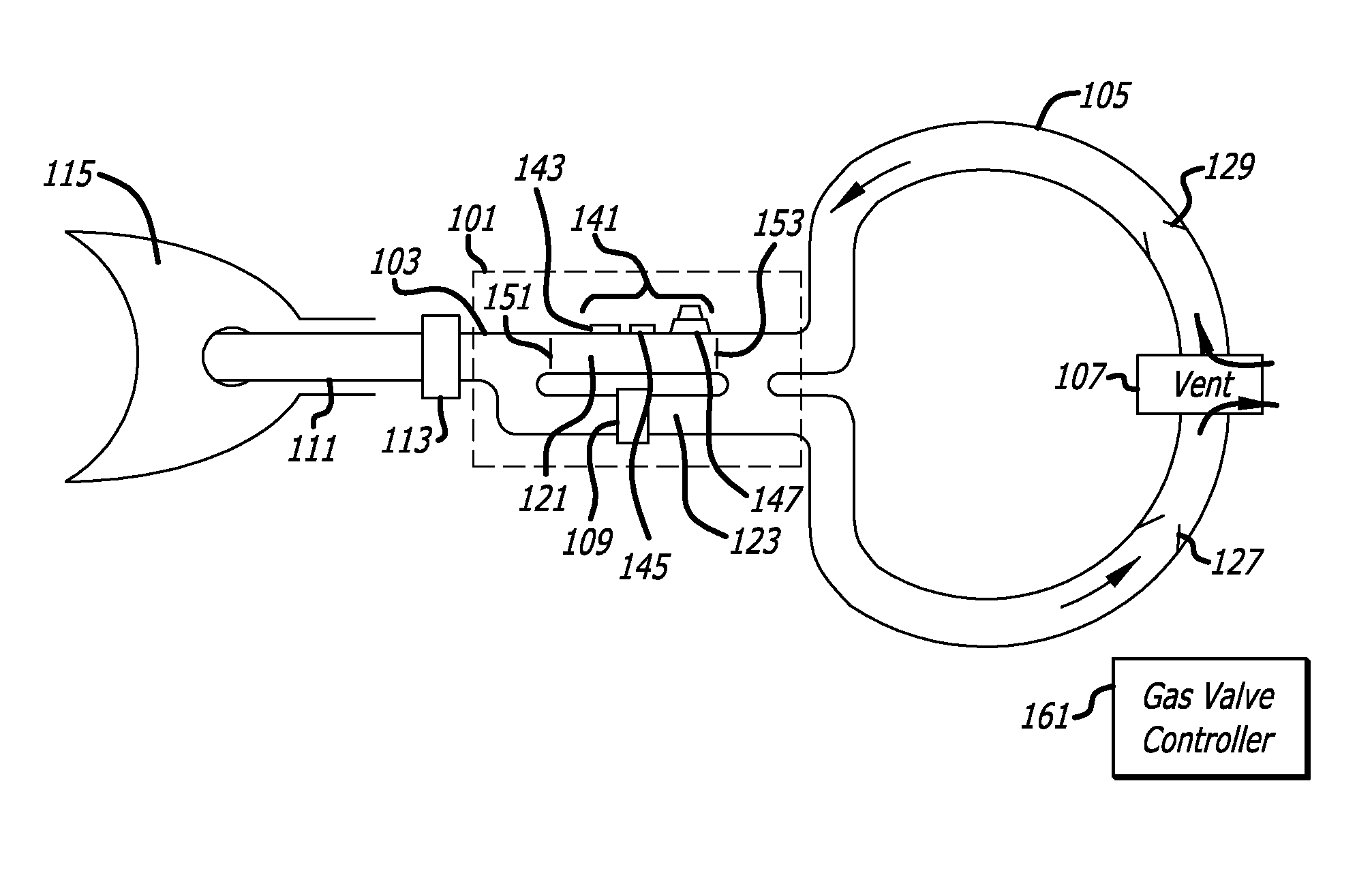 Breathing circuit with embedded acoustic reflectometer