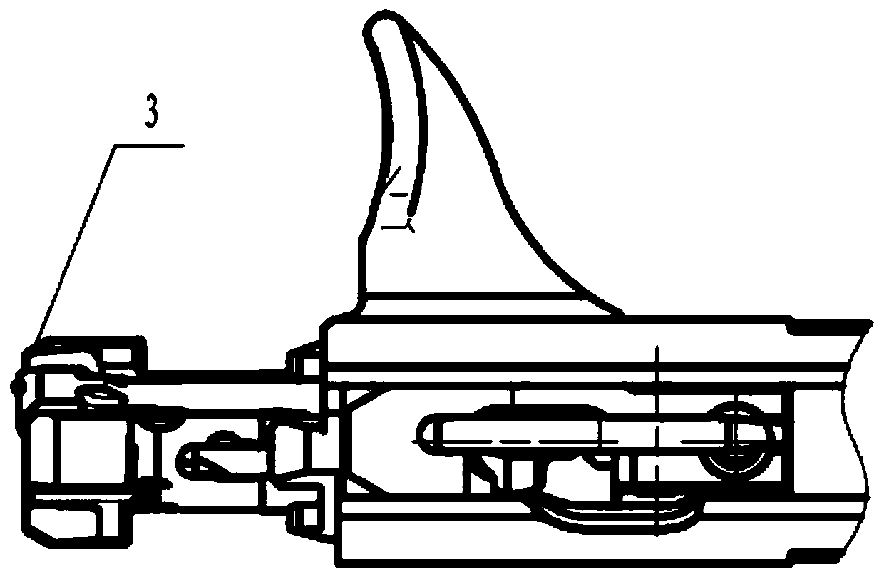 Quick-change shell pulling hook shaft limiting protection structure