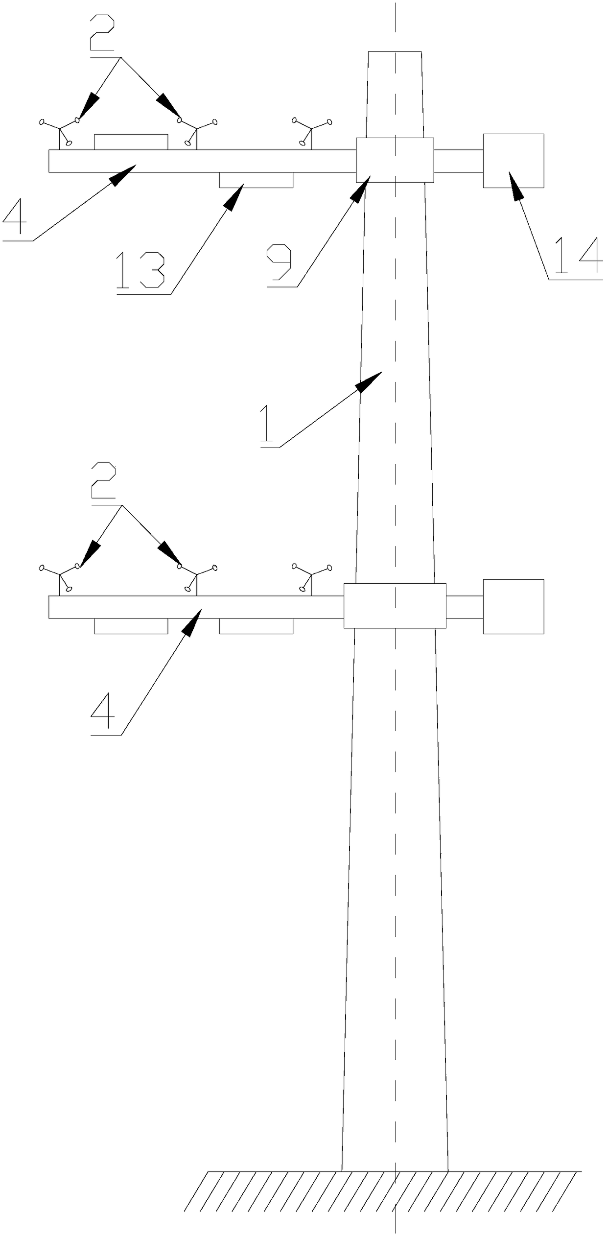 Wind measurement method of anemometer tower and wind shadow resistant anemometer tower