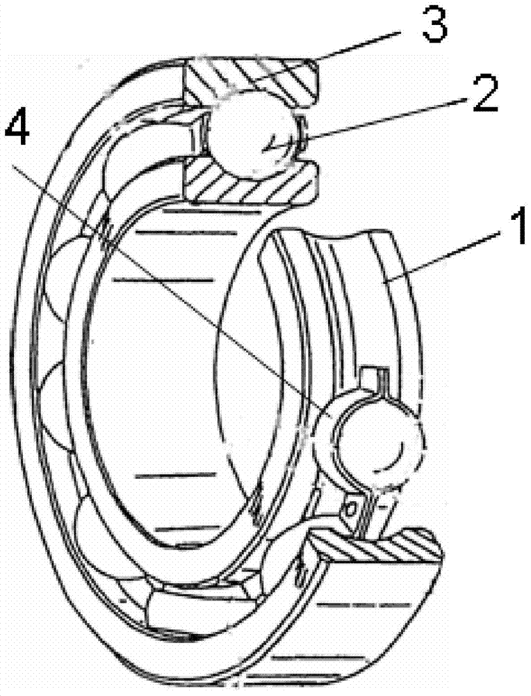 Integrated ferrule four-point contact ball bearing