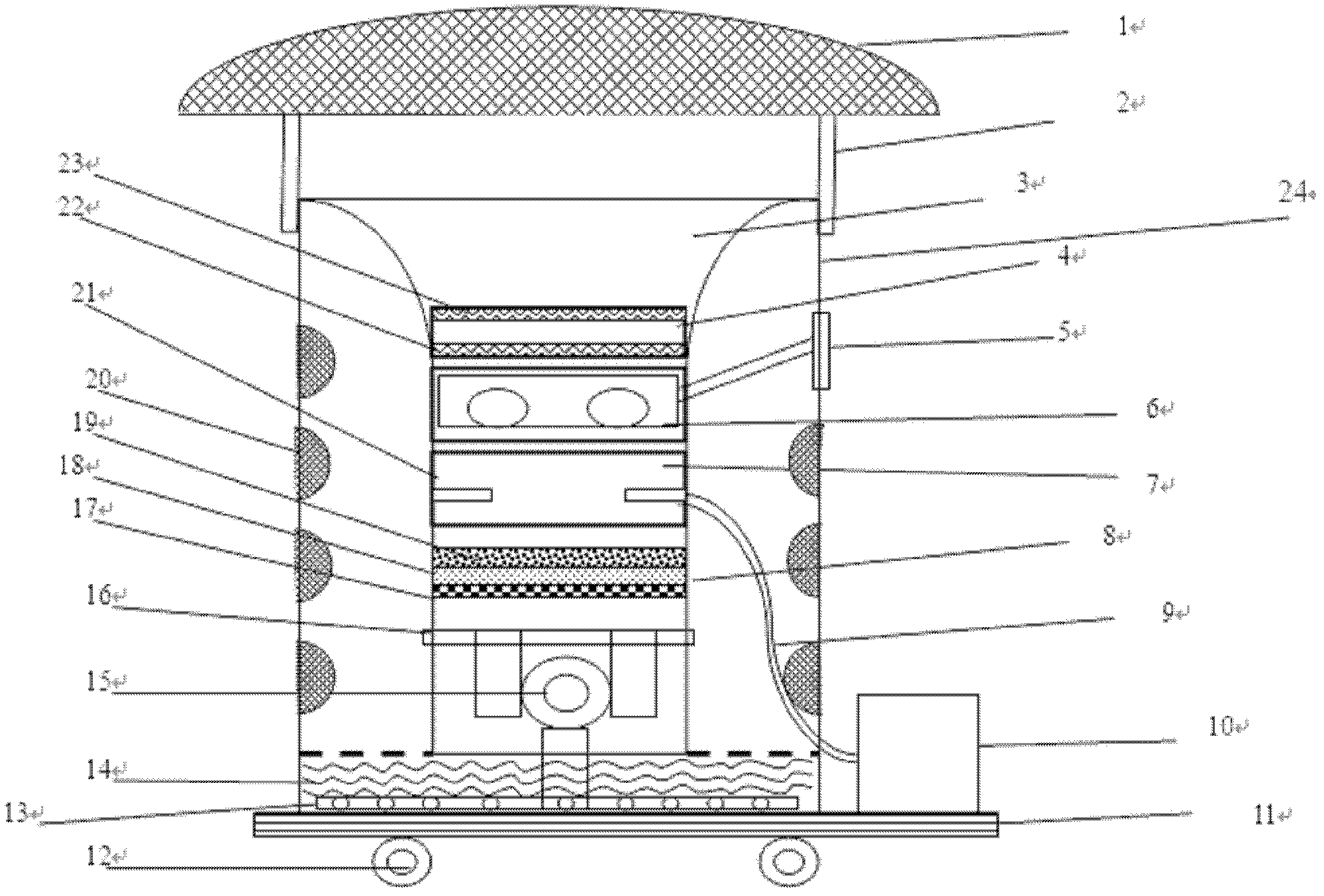 Air purification device for removing volatile organic pollutants