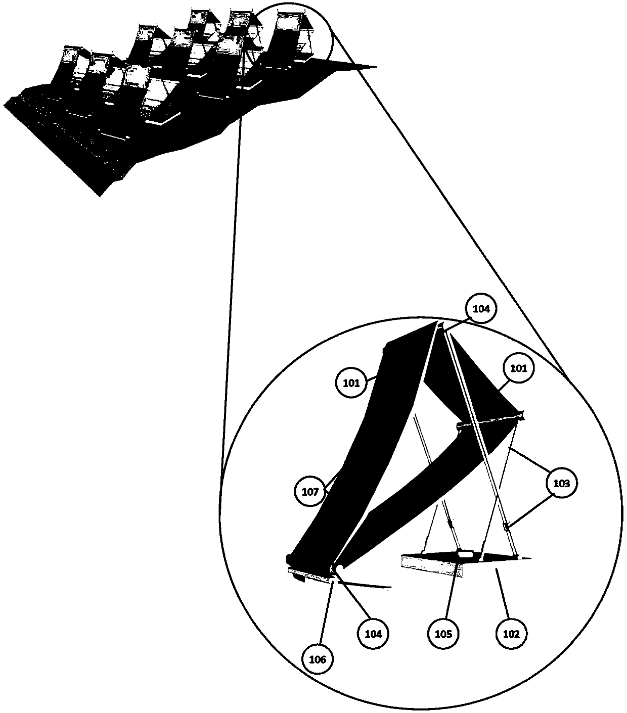 Solar power system with common receiver bridge and multiple mobile mesh collectors