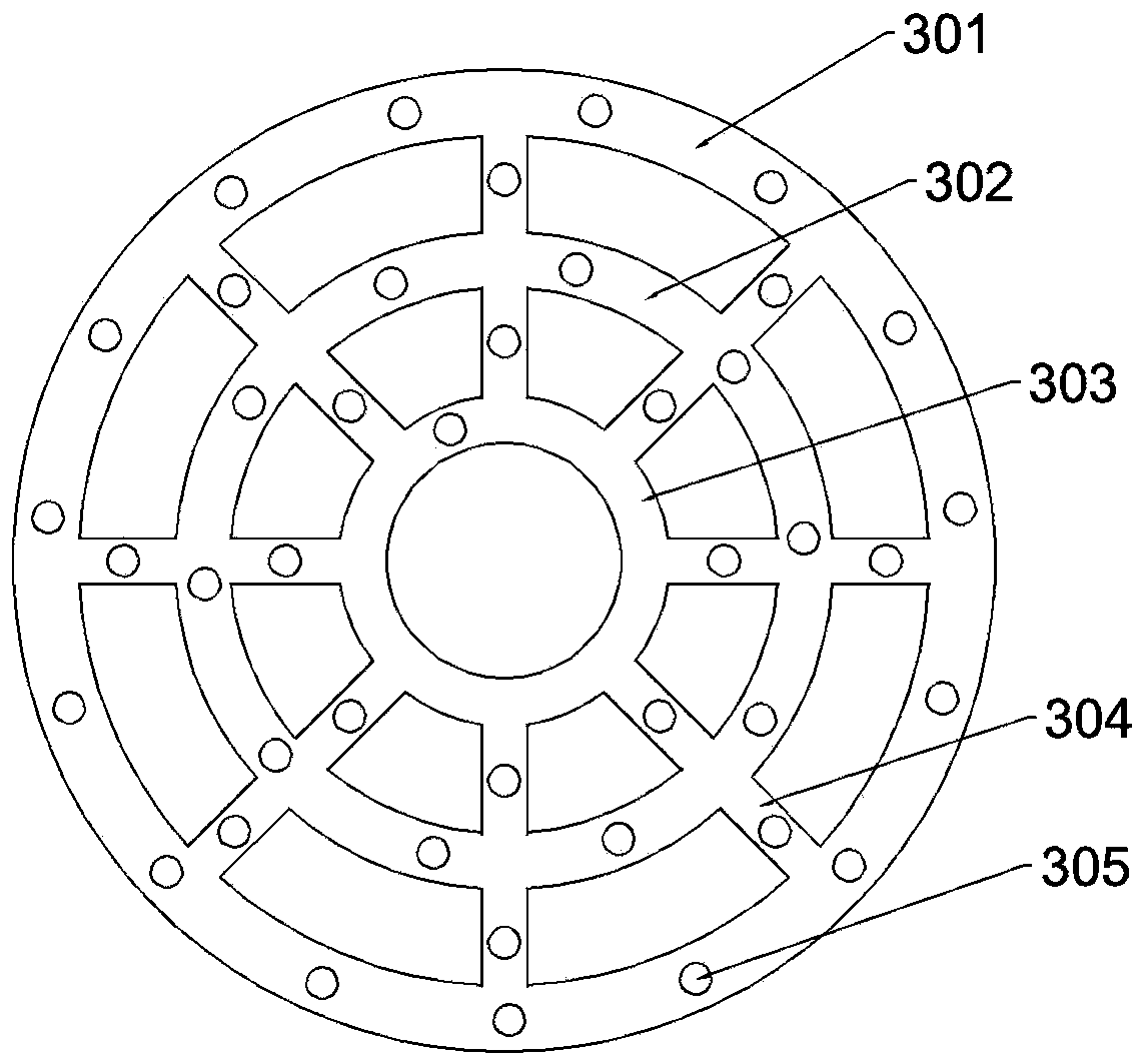 Desulfuration and dust removal device based on rotary mist spray and spiral gas-liquid separation principle