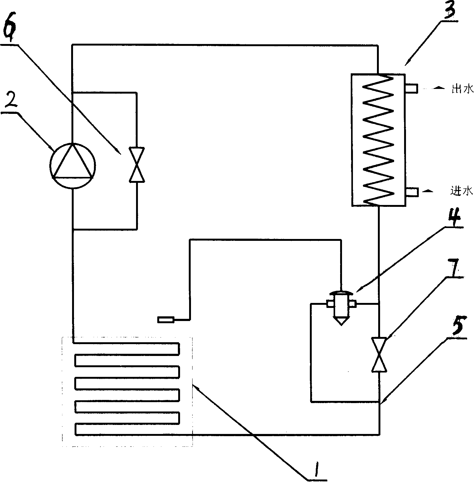 Solar energy heat pipe heat pump device and its implementing method