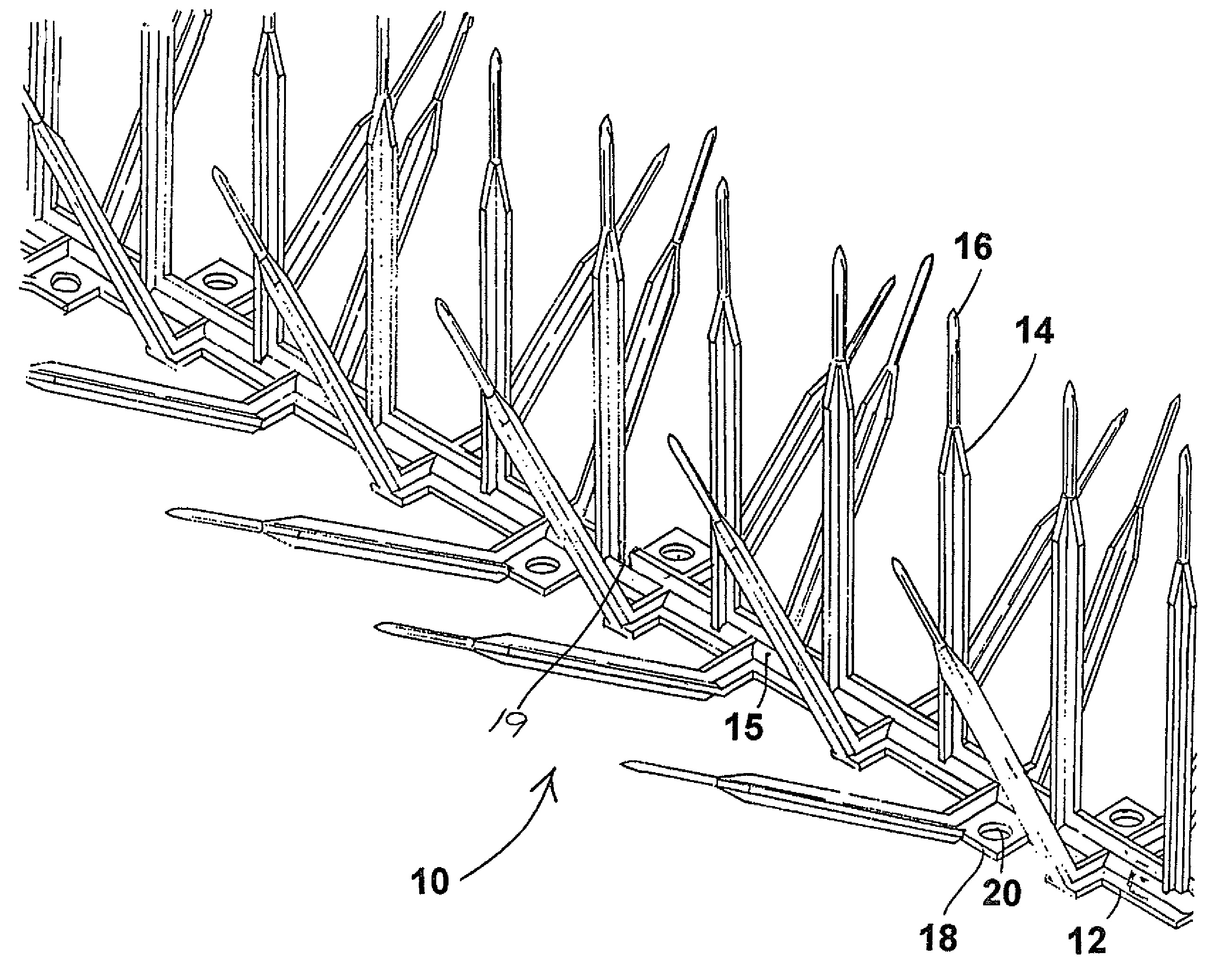 Unitary configured bird repellent apparatus