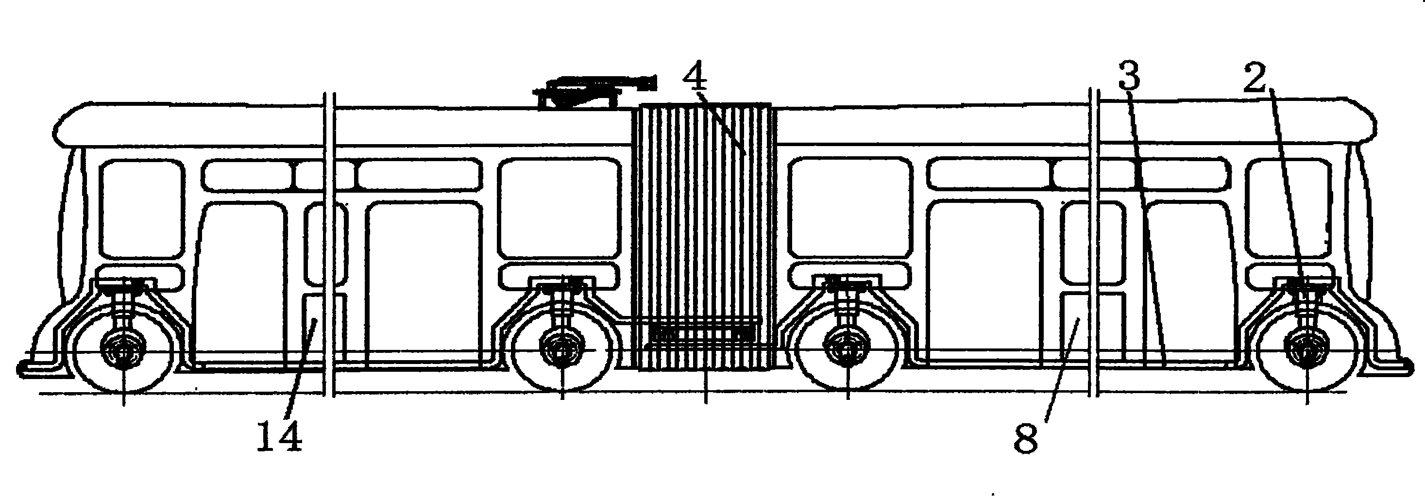 Articulated multiple-shaft drive bidirectional driving electric motor coach