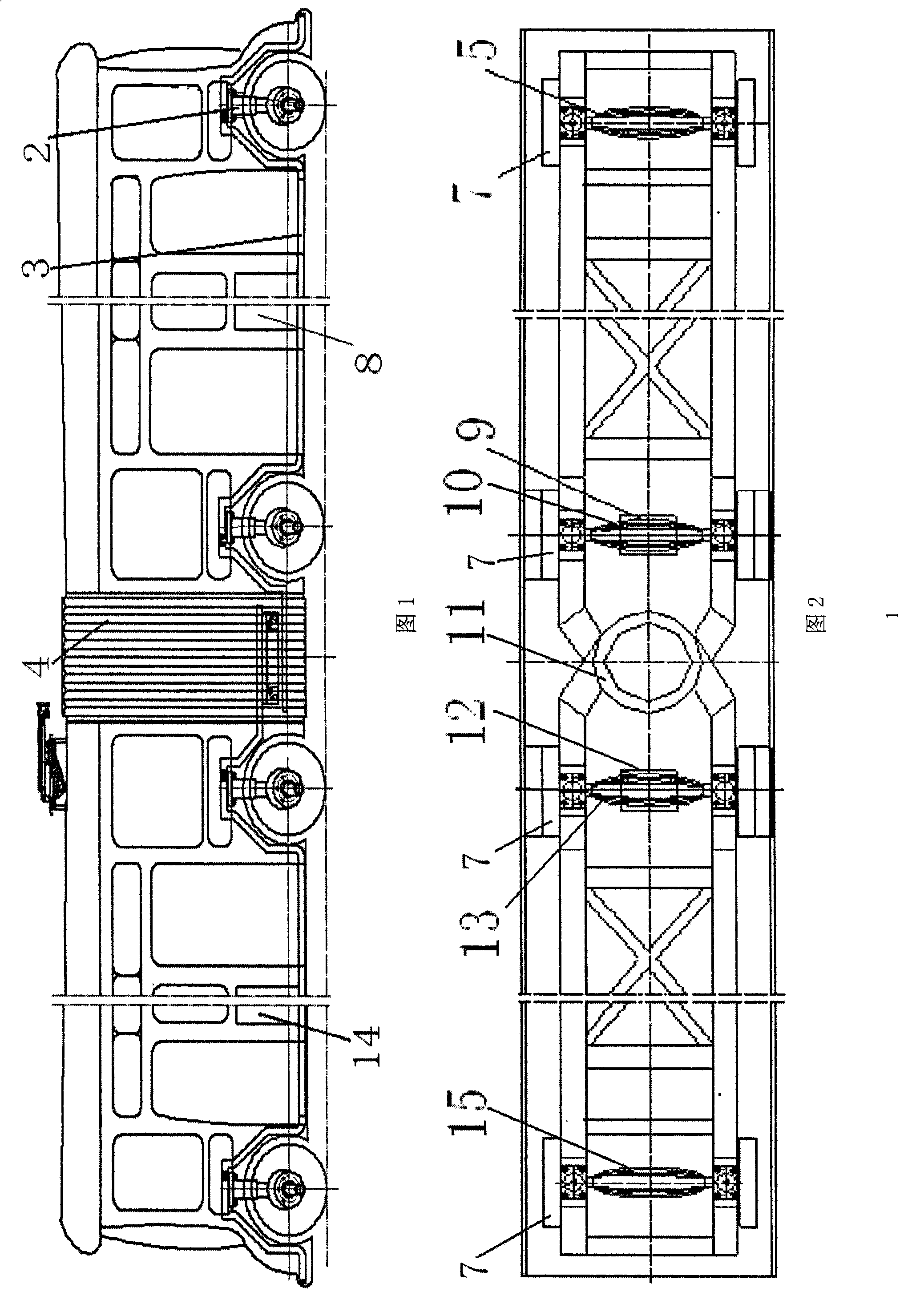 Articulated multiple-shaft drive bidirectional driving electric motor coach