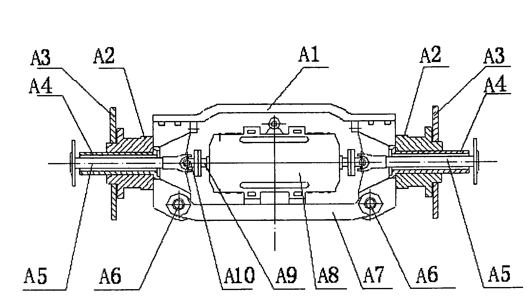 Articulated multiple-shaft drive bidirectional driving electric motor coach