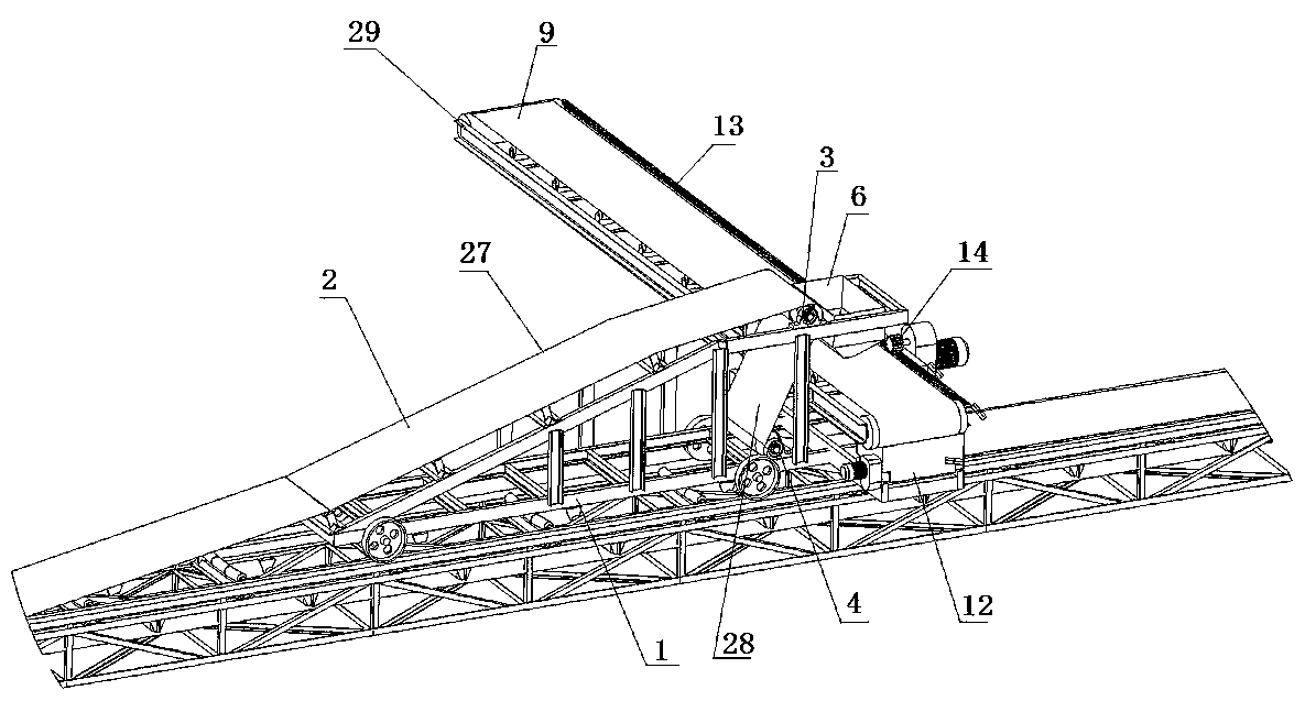 Belt-type conveying device and silo feeding system