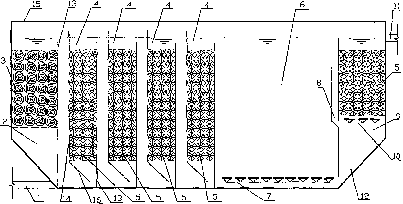 Integrated processing technique for retting-hemp waste water and equipment thereof