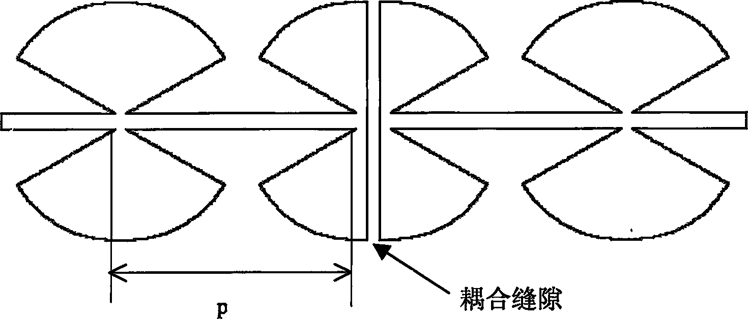 Miniaturized band-pass filter with harmonic suppression for loading fan-shaped offset of microstrip