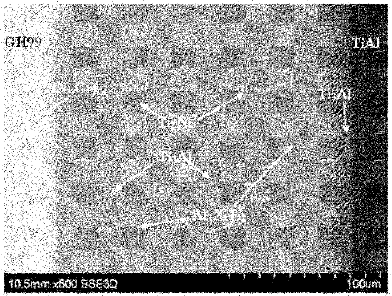 Contact reaction brazing connection method for TiAl based alloy and Ni based high-temperature alloy