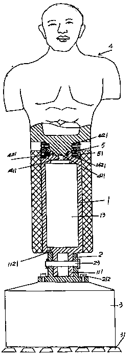 Building block type dummy body structure of punching bag