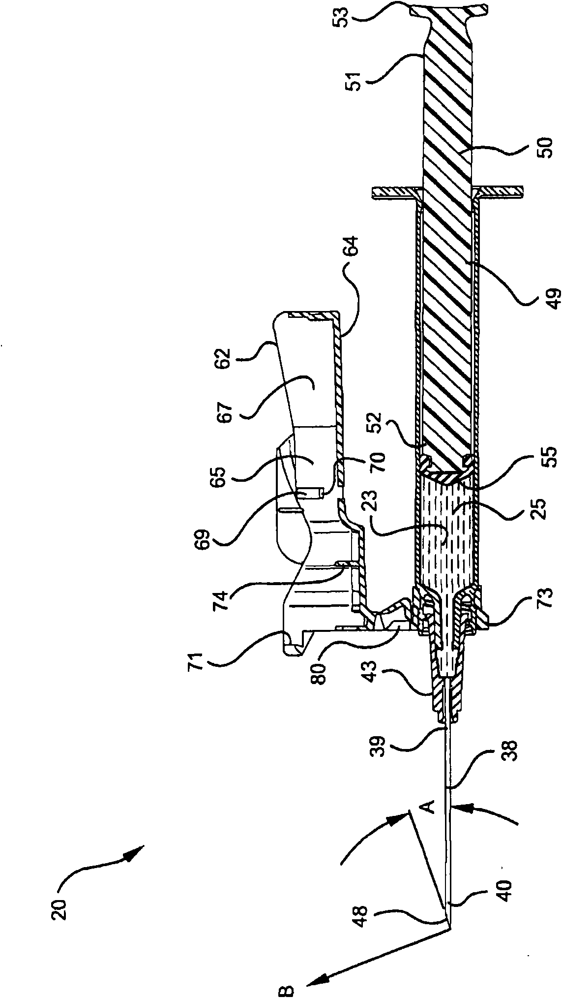 Syringe having a hinged needle shield