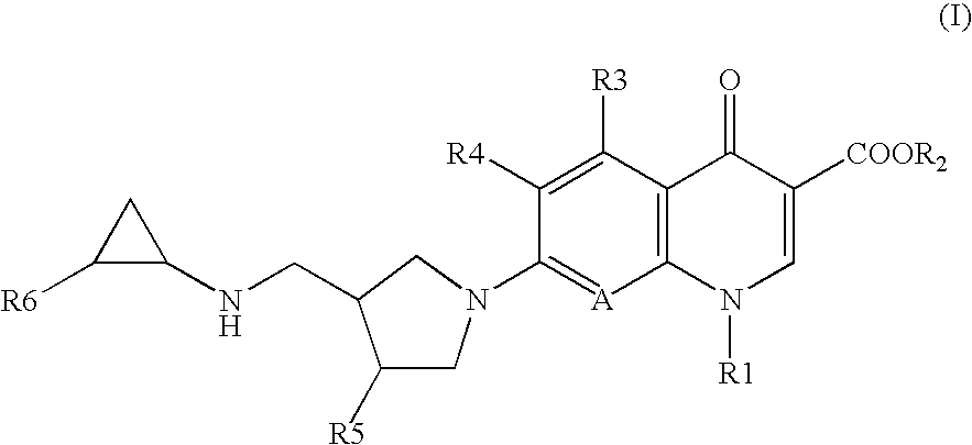 7-(4-Substituted-3-cyclopropylaminomethyl-1 pyrrolidinyl) quinolonecarboxylic acid derivative