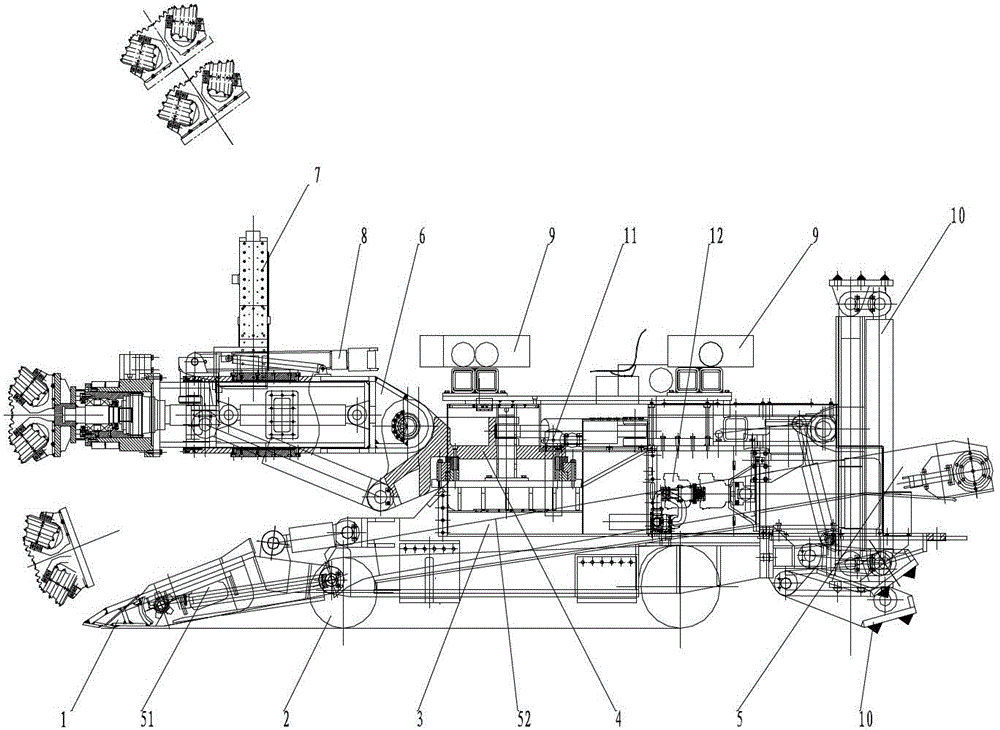 Comprehensive mechanization stone drift heading machine set