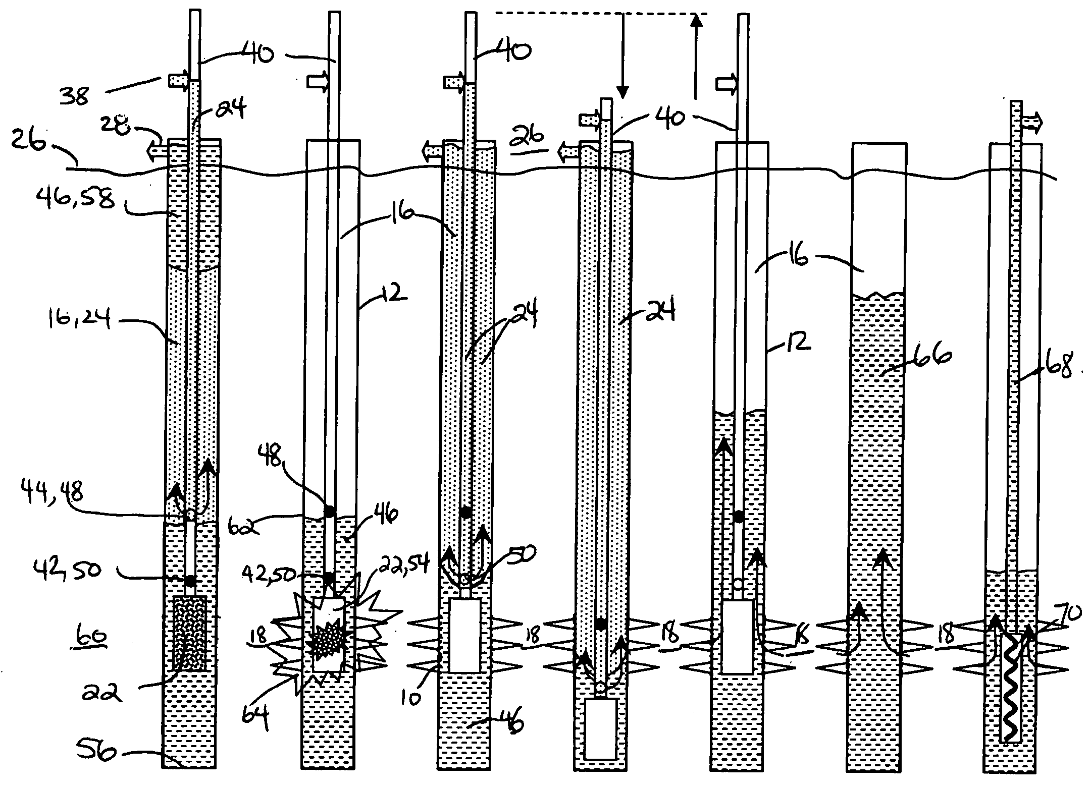 Pressure-actuated perforation with continuous removal of debris