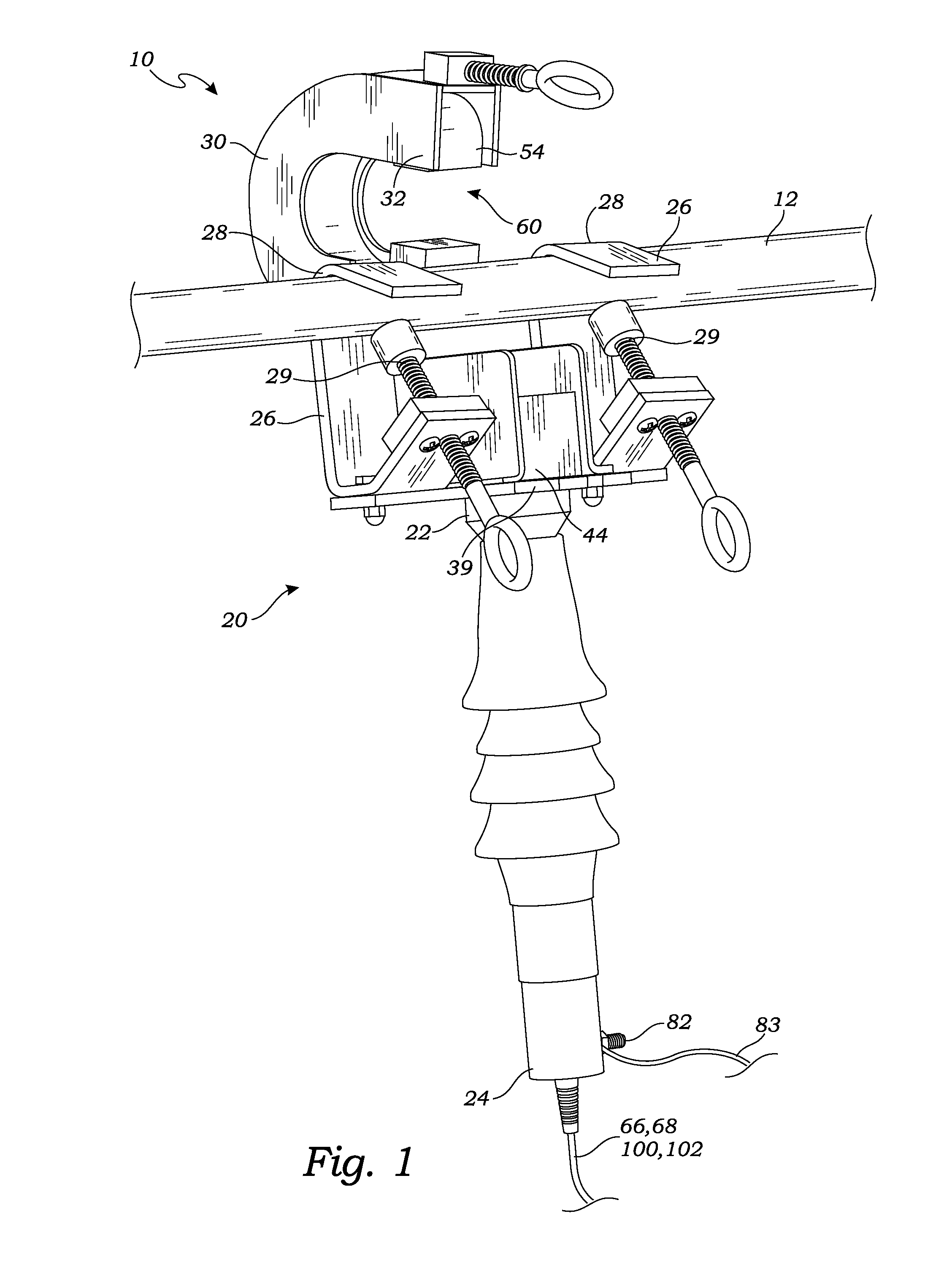 Optical sensor assembly for installation on a current carrying cable