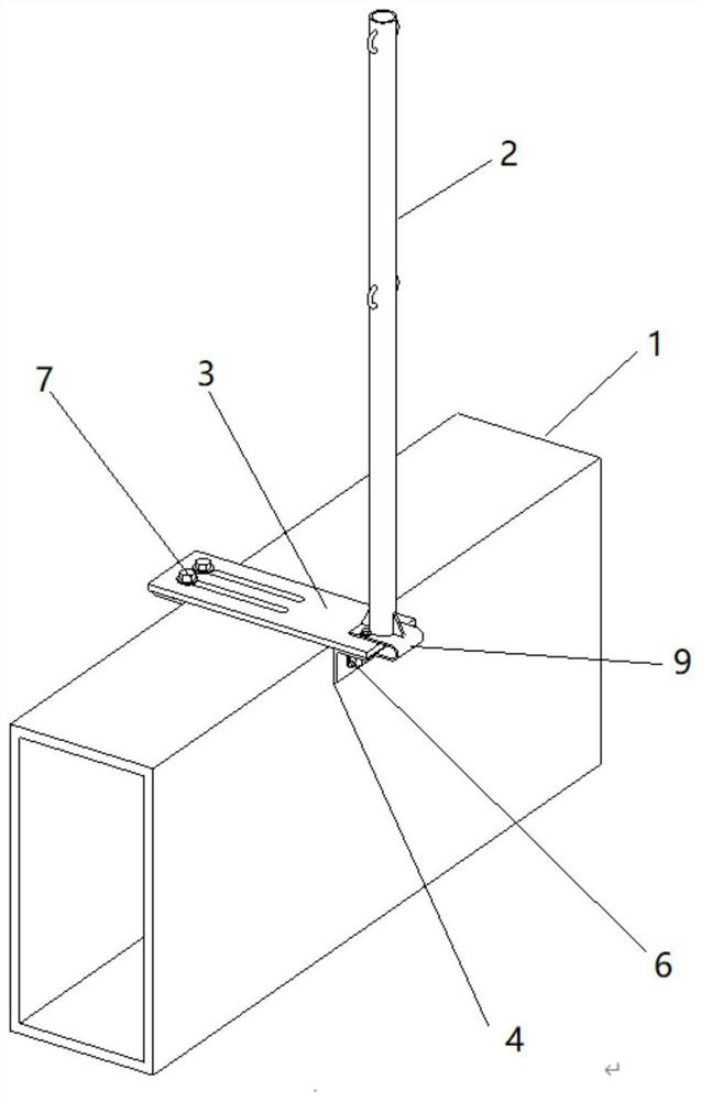 Fastening device for installation of lifeline column for box-shaped steel girders