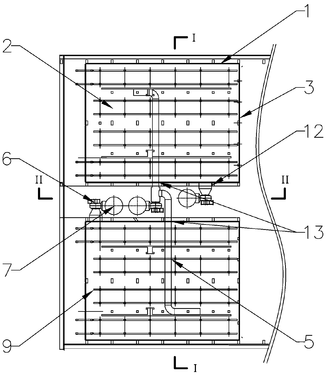 Complete device for treating acid mist through bottom air draft of electrolysis workshop