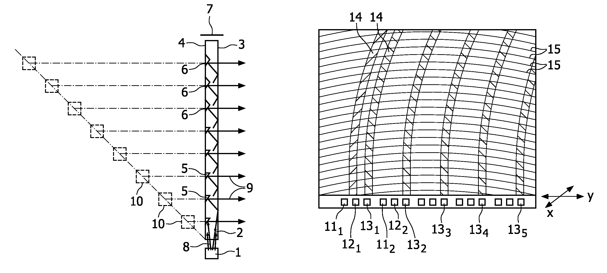 Lamp having plurality of optical extraction structures