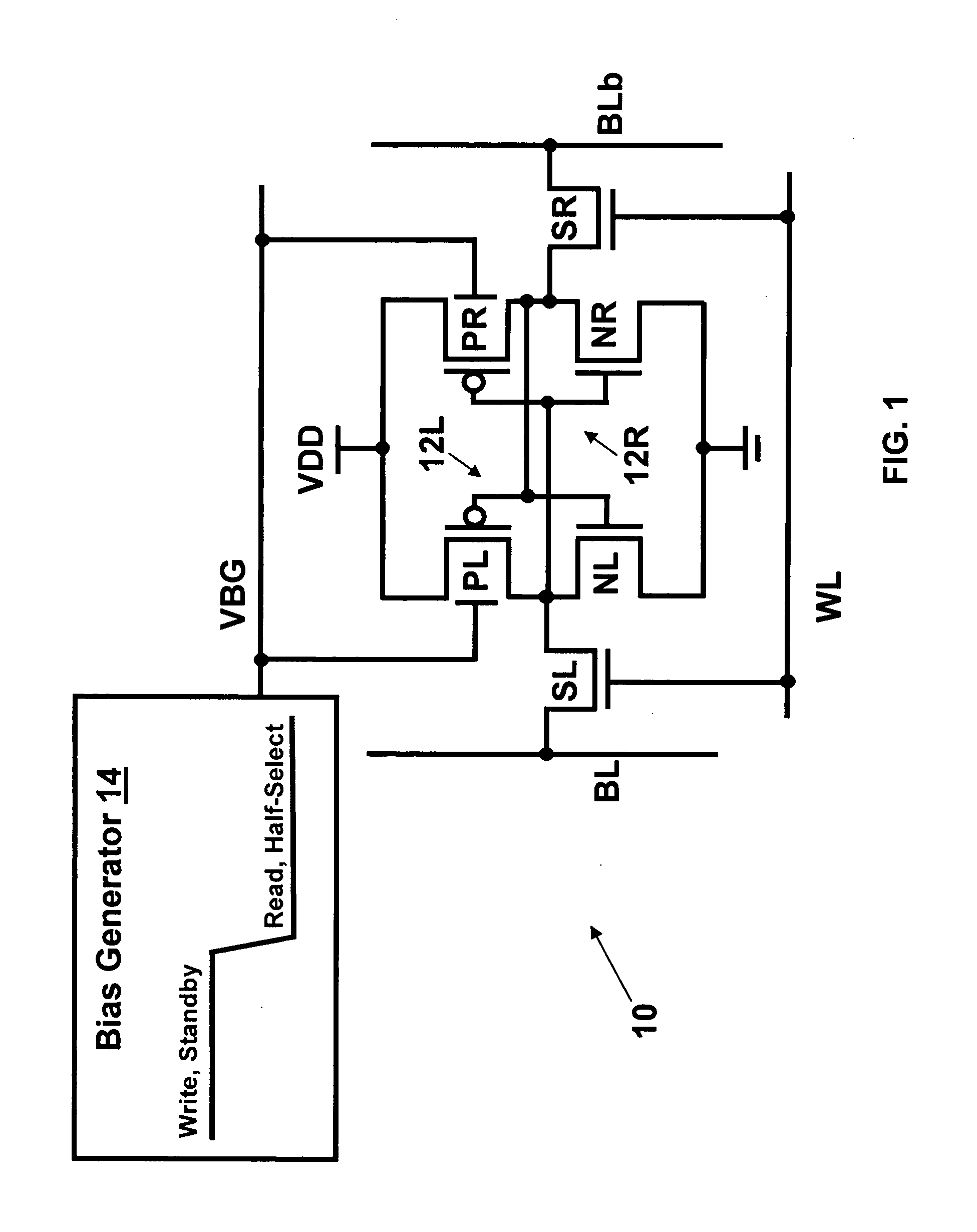 Dynamic control of back gate bias in a FinFET SRAM cell