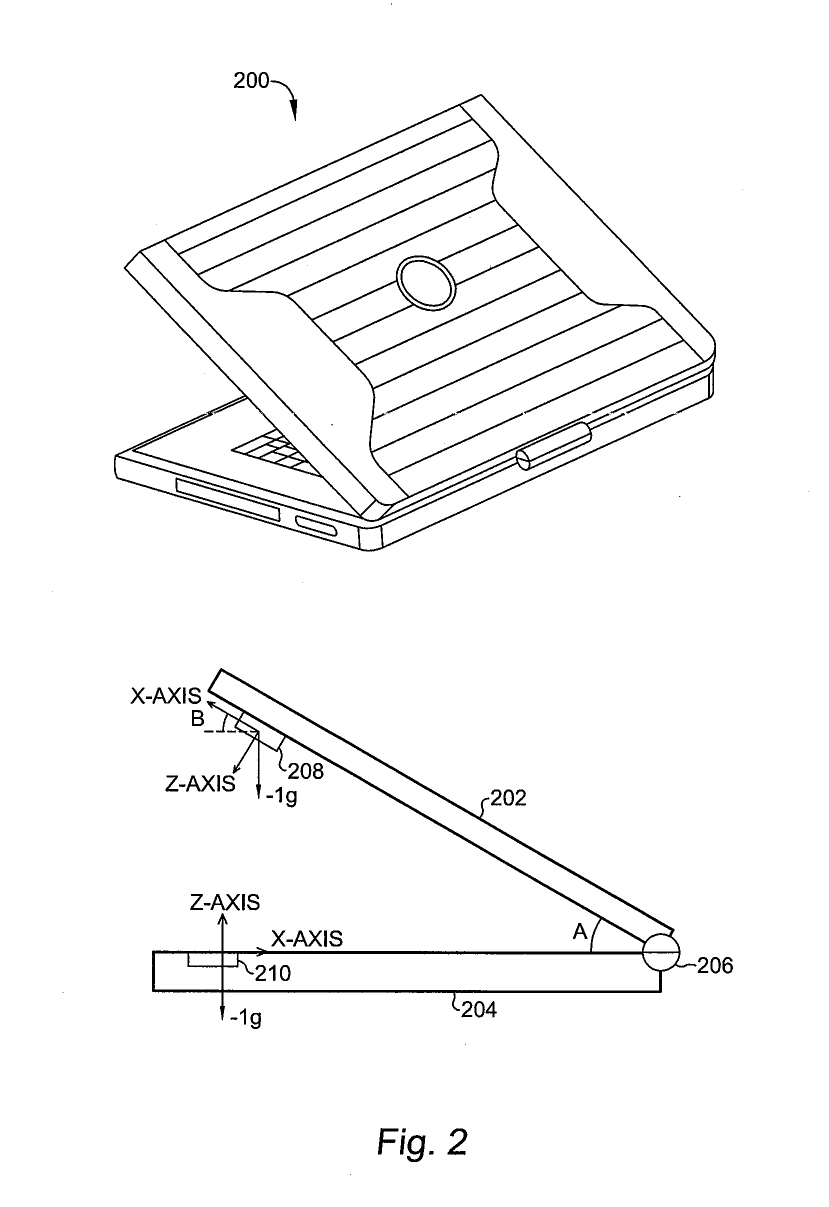 Dual accelerometer detector for clamshell devices