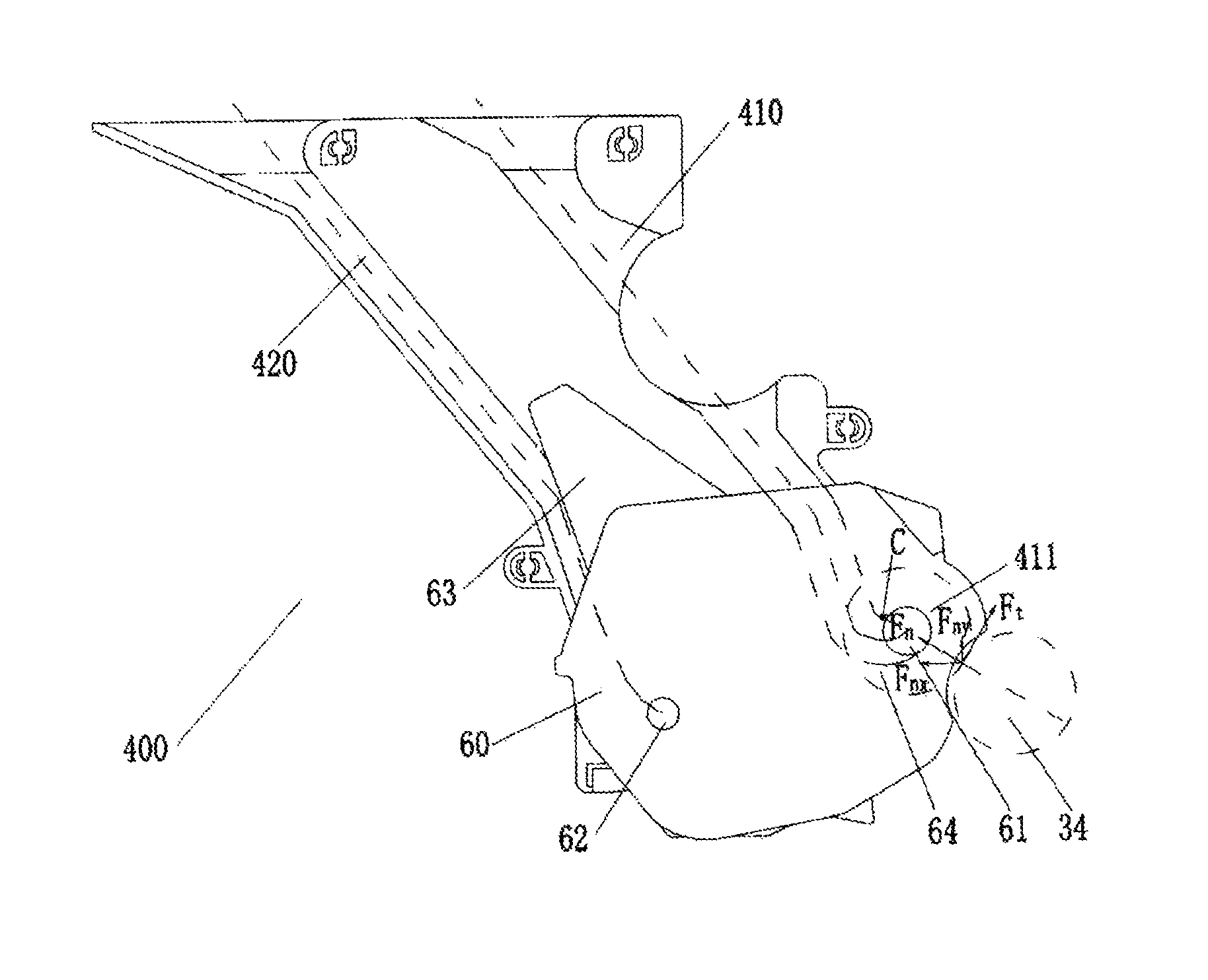 Image forming device, process cartridge engaged with the same and method for firmly positioning process cartridge in image forming device