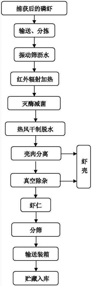 Shipborne continuous drying method of antarctic krill and shipborne continuous processing method of shelled shrimps of antarctic krill