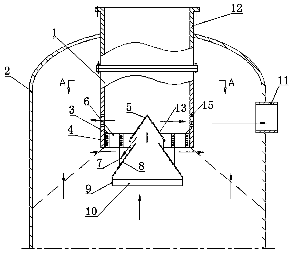 Fixed bed slag vapourizing furnace distributing device